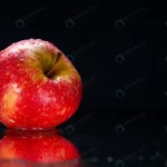 front view fresh red apple black background color crcb1b37b00 size11.20mb 5600x3733 - title:Home - اورچین فایل - format: - sku: - keywords:وکتور,موکاپ,افکت متنی,پروژه افترافکت p_id:63922