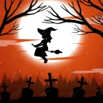 halloween night background with witch silhouette. crc3fce2a69 size3.67mb - title:Home - اورچین فایل - format: - sku: - keywords:وکتور,موکاپ,افکت متنی,پروژه افترافکت p_id:63922