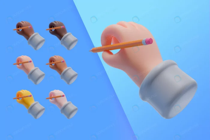 3d collection with hands holding pencil crcaa21c978 size58.57mb - title:تصویر رندر شده مداد در دست کارتونی - اورچین فایل - format:PSD - فتوشاپ - sku:crcaa21c978 - keywords: p_id:90869