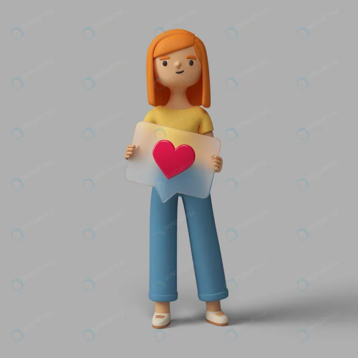 3d female character holding social media heart bu crc896f4703 size39.29mb - title:کاراکتر با علامت قلب فضای مجازی - اورچین فایل - format:PSD - فتوشاپ - sku:crc896f4703 - keywords: p_id:40403
