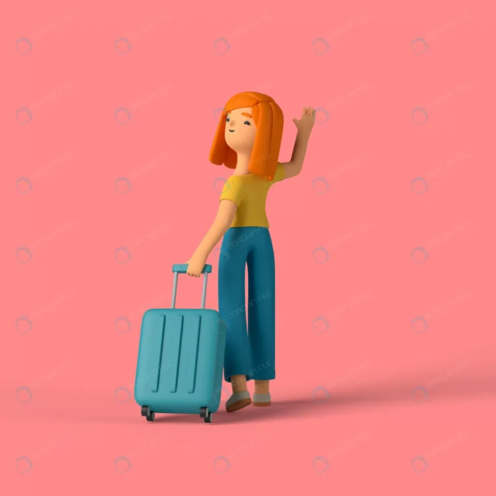 3d girl character holding baggage traveling crc37578188 size17.25mb - title:کاراکتر سه بعدی دختر با چمدان - اورچین فایل - format:PSD - فتوشاپ - sku:crc37578188 - keywords: p_id:55412