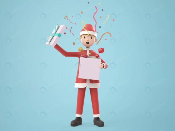 3d illustration cartoon character young man santa crc49ac1679 size103.08mb 1 - title:کاراکتر کارتونی با لباس بابانوئل - اورچین فایل - format:PSD - فتوشاپ - sku:crc49ac1679 - keywords: p_id:49180