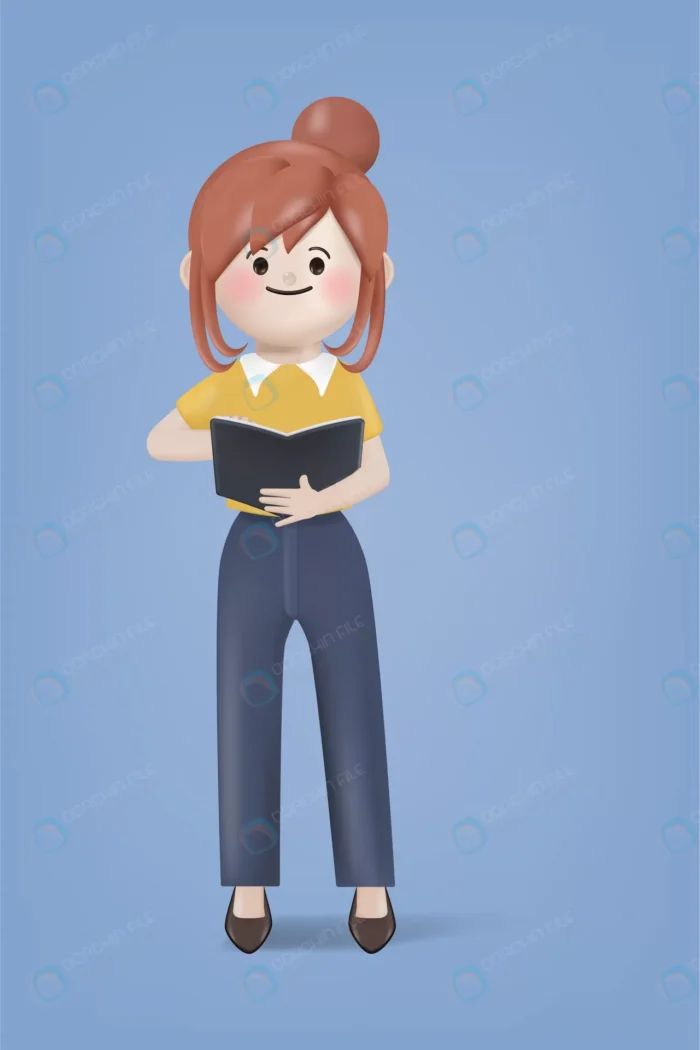 3d illustration cartoon young woman reading book crc7d32abf9 size7.46mb - title:کاراکتر 3 بعدی دختر در حال مطالعه کتاب - اورچین فایل - format:EPS - وکتور - sku:crc7d32abf9 - keywords: p_id:78665