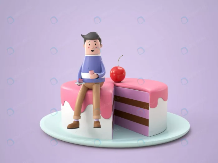 3d illustration character young man sitting cake crc10efbfce size119.73mb 1 - title:فایل فتوشاپ سه بعدی مرد نشسته روی کیک - اورچین فایل - format:PSD - فتوشاپ - sku:crc10efbfce - keywords: p_id:49247