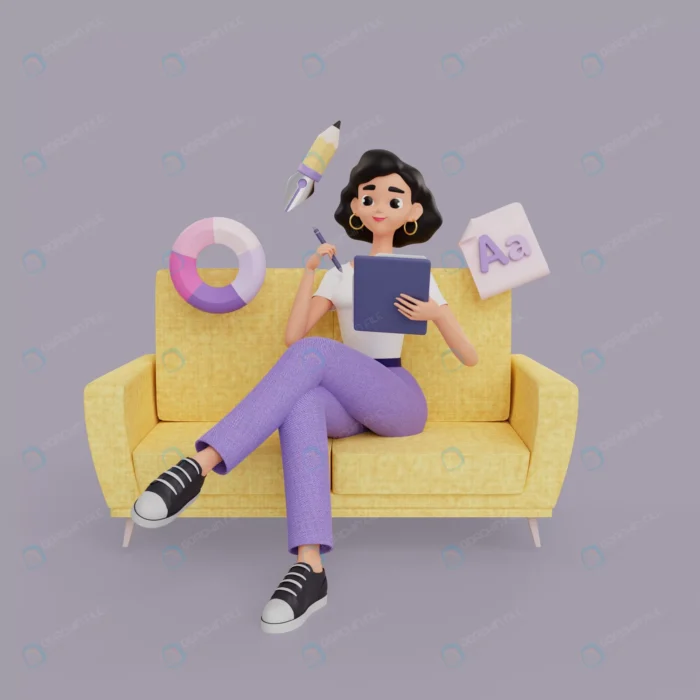 3d illustration female graphic designer character crc92ac4c93 size38.85mb - title:کاراکتر 3 بعدی در حال طراحی - اورچین فایل - format:PSD - فتوشاپ - sku:crc92ac4c93 - keywords: p_id:63747