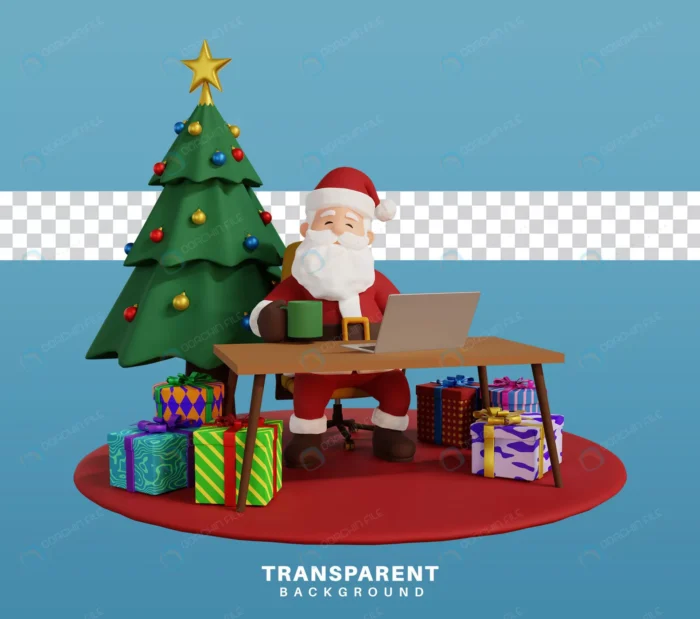 3d render christmas concept illustration santa wo crc81f7bf66 size41.06mb - title:بابانوئل کنار درخت کریسمس با هدایا - اورچین فایل - format:PSD - فتوشاپ - sku:crc81f7bf66 - keywords: p_id:84001