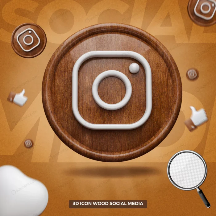 3d render instagram icon front wooden circle crc8ba6dcb0 size87.87mb - title:آیکون طرح چوبی اینستاگرام - اورچین فایل - format:PSD - فتوشاپ - sku:crc8ba6dcb0 - keywords: p_id:96623