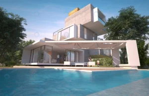 3d rendering modern house with pool garden built crca81cd7d8 size10.34mb 4500x2922 - title:Home - اورچین فایل - format: - sku: - keywords: p_id:18