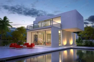 3d rendering modern white villa with pool crc1950b903 size4.40mb 4000x2667 - title:Home - اورچین فایل - format: - sku: - keywords: p_id:18