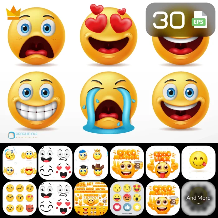 Emoji1a - title:مجموعه 30 ایموجی با فرمت وکتور - اورچین فایل - format:EPS - وکتور - sku:crcv30emoj1 - keywords: p_id:38635