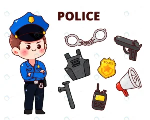 Police equipment policeman character security service cartoon concept cartoon hand drawn cartoon art illustration - title:Home - اورچین فایل - format: - sku: - keywords: p_id:18
