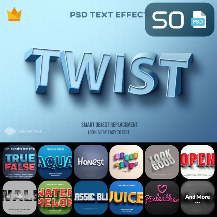 Semi Real 50 Photoshop Text Effect - title:دانلود کالکشن 50 افکت متنی با استایل فانتزی - Semi Real Photoshop Text Effect - اورچین فایل - format:PSD - فتوشاپ - sku:4518 - keywords: p_id:30153
