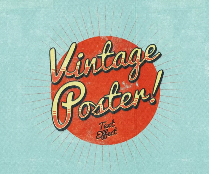 Vintage Poster Text Effect - title:افکت متن لایه باز زرد و نارنجی خورشیدی در تم مجله قدیمی - اورچین فایل - format:PSD - فتوشاپ - sku:5350 - keywords: p_id:30976