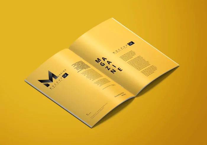 a4 magazine mockup crc63ce8b28 size40.8mb - title:موکاپ ایزومتریک از کتاب صفحه باز - اورچین فایل - format:PSD - فتوشاپ - sku:crc63ce8b28 - keywords: p_id:34016