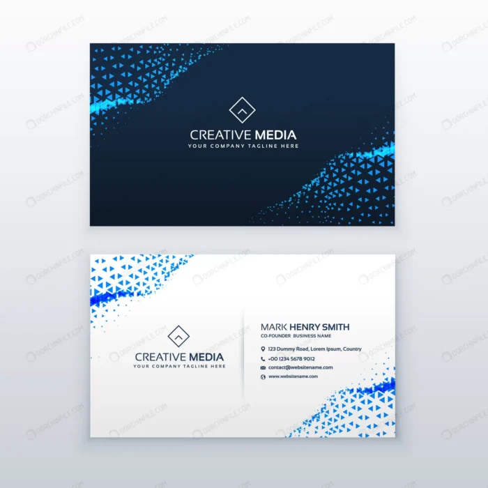abstract blue business card design with triangles crcec524592 size1.28mb - title:قالب کارت ویزیت کسب و کار - اورچین فایل - format:EPS - وکتور - sku:crcec524592 - keywords: p_id:93705