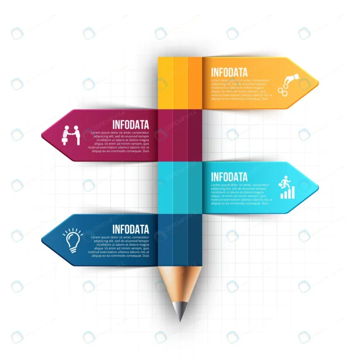 abstract infographic pencil template can be used crca586c796 size3.47mb - title:اینفوگرافیک 4 مرحله ای طرح مداد - اورچین فایل - format:EPS - وکتور - sku:crca586c796 - keywords: p_id:87377