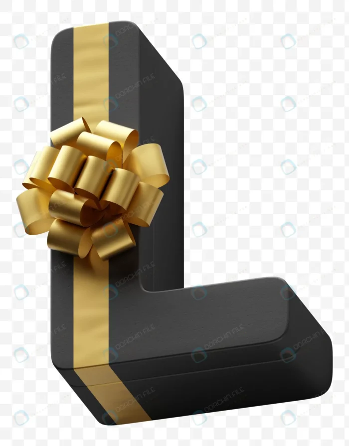 alphabet letter gift box wrapped dark black paper crc41a964c8 size30.03mb - title:فایل لایه باز رندر 3 بعدی حرف L به شکل جعبه کادو - اورچین فایل - format:PSD - فتوشاپ - sku:crc41a964c8 - keywords: p_id:53349