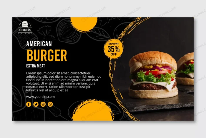 american food banner template crcae1324eb size3.67mb - title:قالب بنر معرفی رستوران - اورچین فایل - format:EPS - وکتور - sku:crcae1324eb - keywords: p_id:92989