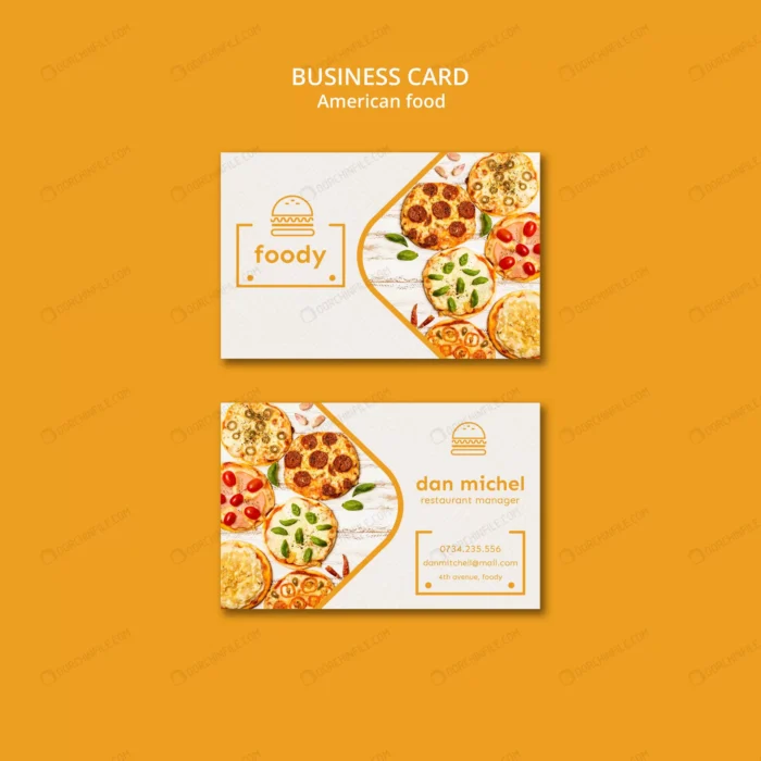 american food business card template crc4fdec6da size39.67mb - title:تمپلیت کارت ویزیت رستوران - اورچین فایل - format:PSD - فتوشاپ - sku:crc4fdec6da - keywords: p_id:93339