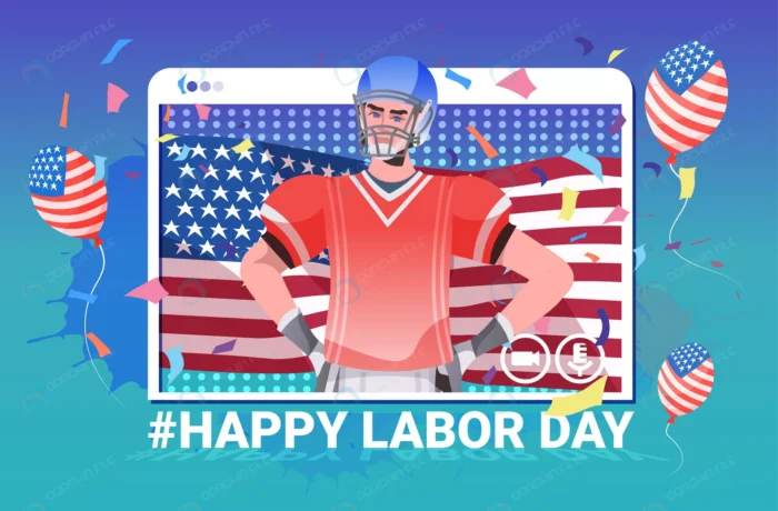 american football player with usa flag happy labor rnd239 frp10162030 - title:بازیکن فوتبال آمریکایی با پرچم و متن تبریک روز جهانی کارگر - اورچین فایل - format:EPS - وکتور - sku:frp10162030 - keywords: p_id:66315