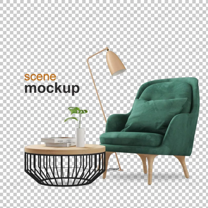 armchair plant mockup 3d rendering 2 crc063438b5 size5.47mb - title:عکس بدون پس زمینه مبل و میز - اورچین فایل - format:PSD - فتوشاپ - sku:crc063438b5 - keywords: p_id:98113