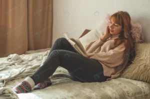 attractive young woman is reading book home crc72013110 size7.04mb 4230x2811 1 - title:Home - اورچین فایل - format: - sku: - keywords: p_id:18