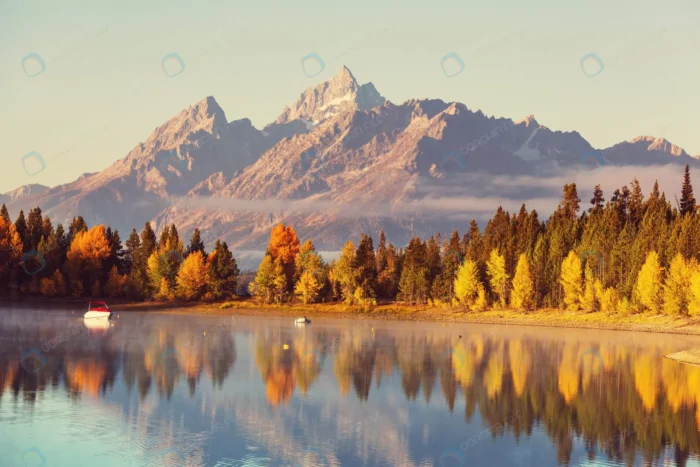 autumn grand teton national park wyoming crcad1a9ca2 size25.05mb 5760x3840 1 - title:عکس درختان با رنگ های پاییزی و انعکاسشان در آب - اورچین فایل - format:JPG - استوک - sku:crcad1a9ca2 - keywords: p_id:51262
