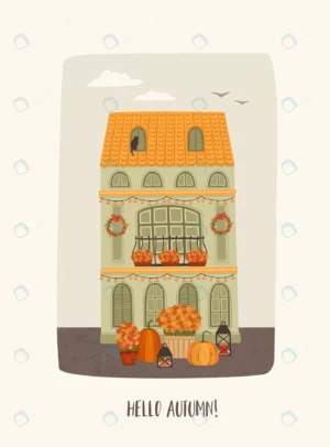 autumn landscape decorated house vector illustrati rnd784 frp29086730 - title:Home - اورچین فایل - format: - sku: - keywords: p_id:18