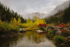 autumnal forest calm river during foggy morning rnd745 frp24910067 - title:Home - اورچین فایل - format: - sku: - keywords: p_id:18