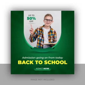 back school admission social media banner square flyer template design - title:Home - اورچین فایل - format: - sku: - keywords: p_id:18