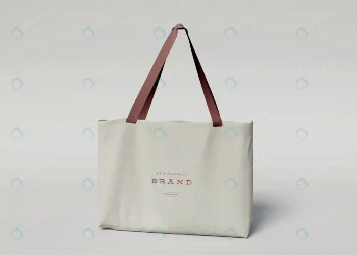 bag mockup crccd31a32f size13.07mb - title:موکاپ کیف سفید با بند تیره - اورچین فایل - format:PSD - فتوشاپ - sku:crccd31a32f - keywords: p_id:41009