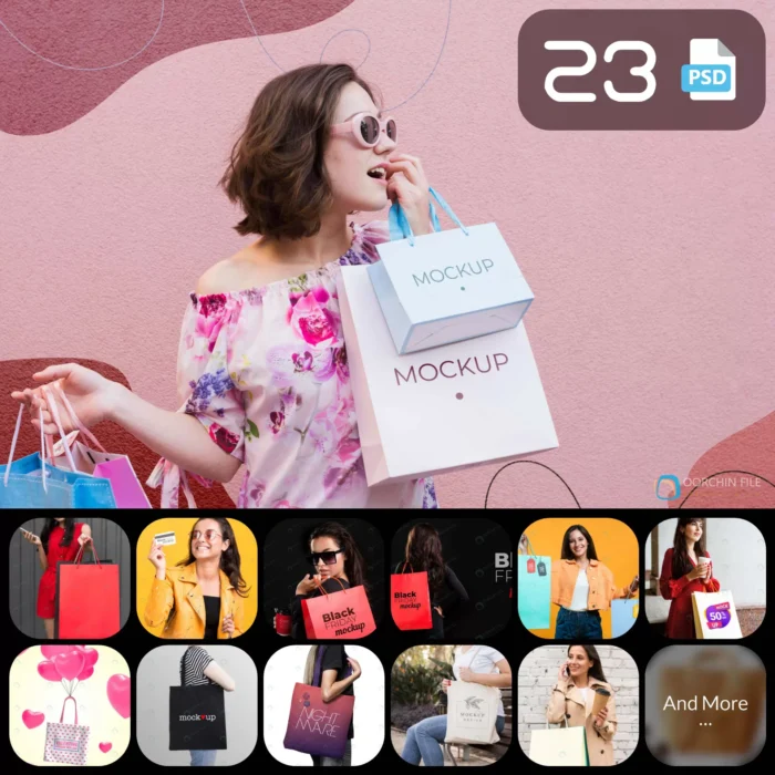 bag mockups 2ad - title:کالکشن موکاپ کیف دستی کاغذی خرید - اورچین فایل - format:PSD - فتوشاپ - sku:crcpsd23bag - keywords: p_id:41209