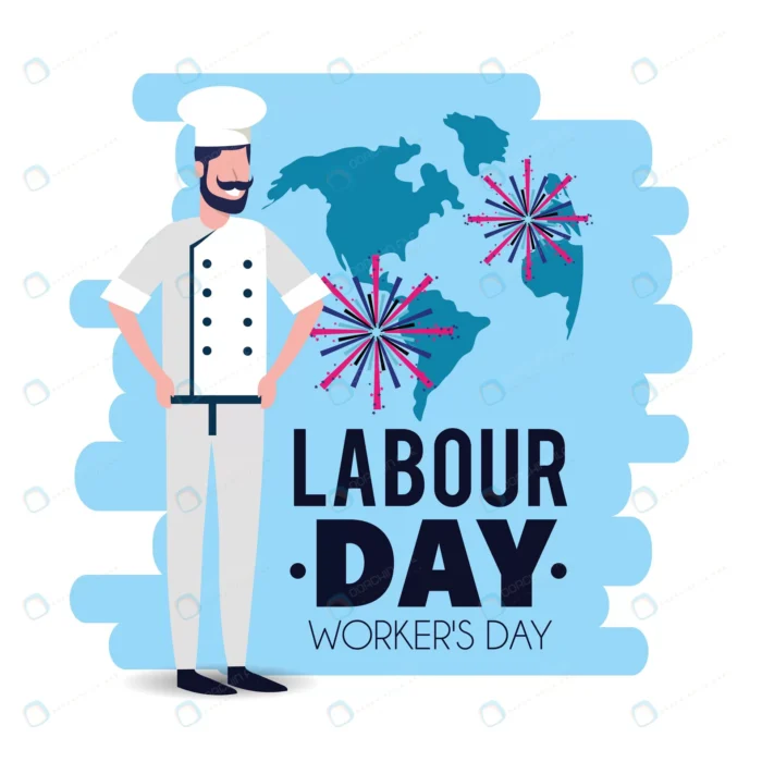 baker with uniform celebrate labour day rnd800 frp4239668 - title:وکتور نانوا با یونیفرم و متن روز کارگر - اورچین فایل - format:EPS - وکتور - sku:frp4239668 - keywords: p_id:66380