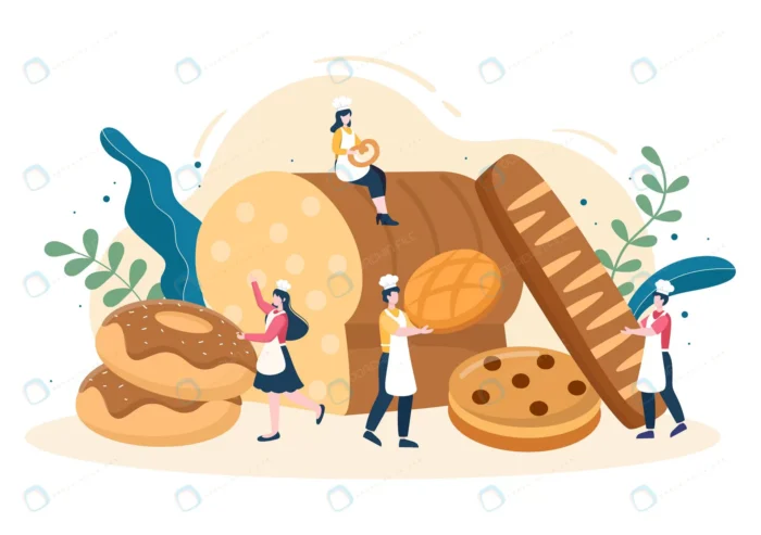 bakery shop that sells various types bread such a crcbb114c0d size0.97mb - title:مجموعه وکتور نانوا با انواع نان - اورچین فایل - format:EPS - وکتور - sku:crcbb114c0d - keywords: p_id:87691