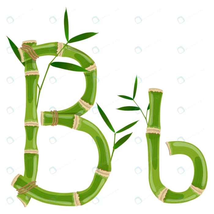 bamboo letter b with young shoots with leaves eco crcf948aee2 size3.35mb - title:وکتور حروف انگلیسی B طرح بامبو - اورچین فایل - format:EPS - وکتور - sku:crcf948aee2 - keywords: p_id:79269