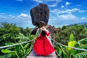 beautiful girl red dress walking overlap stone koh rnd807 frp23934345 - title:Home - اورچین فایل - format: - sku: - keywords: p_id:18