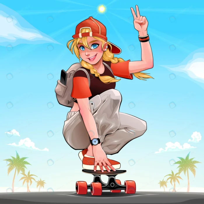 beautiful skater girl crcc417d127 size2.90mb - title:کاراکتر دختر مو طلایی اسکیت باز - اورچین فایل - format:EPS - وکتور - sku:crcc417d127 - keywords: p_id:78903