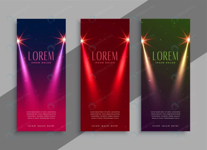 beautiful stage lights banner with text space crc4a75b100 size4.09mb - title:مجموعه بنر عمودی رنگی - اورچین فایل - format:EPS - وکتور - sku:crc4a75b100 - keywords: p_id:87987