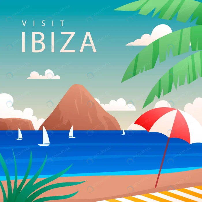beautiful summer ibiza illustration rnd716 frp29889739 - title:وکتور جزیره زیبای ایبیزا در اسپانیا - اورچین فایل - format:EPS - وکتور - sku:frp29889739 - keywords: p_id:72517