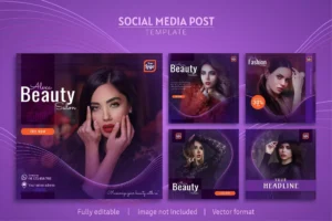 beauty salon social media post template design premium collection - title:Home - اورچین فایل - format: - sku: - keywords: p_id:18