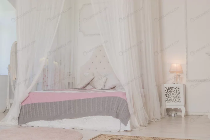 bedroom soft light colors crc1e0caa79 - title:عکس تخت خواب با تور سفید - اورچین فایل - format:JPG - استوک - sku:crc1e0caa79 - keywords: p_id:99693