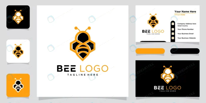 bee logo design with luxury gold colour bee logo t rnd916 frp28473187 - title:قالب کارت ویزیت با لوگوی زنبور عسل - اورچین فایل - format:EPS - وکتور - sku:frp28473187 - keywords: p_id:67433