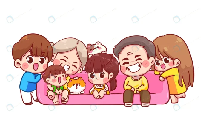 big happy family cartoon illustration crc400a8b78 size3.62mb - title:وکتور کاراکترهای خانواده با مزه - اورچین فایل - format:EPS - وکتور - sku:crc400a8b78 - keywords: p_id:61610