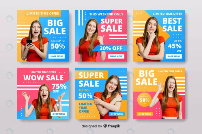 big sale instagram post collection with photo crcdc820a13 size3.71mb - title:مجموعه قالب پست اینستاگرام معرفی و فروش محصول - اورچین فایل - format:EPS - وکتور - sku:crcdc820a13 - keywords: p_id:79863