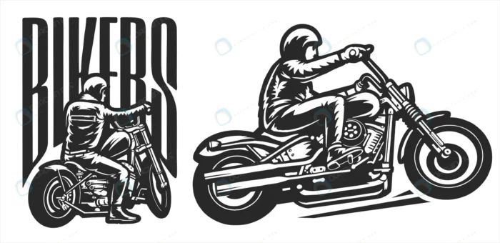 bikers logo with full pose vintage motorcycle fla crcf93ac322 size1.65mb - title:وکتور لوگوی قدیمی موتور سیکلت - اورچین فایل - format:EPS - وکتور - sku:crcf93ac322 - keywords: p_id:89737