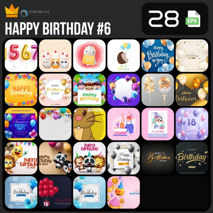 birthday 6ab - title:کالکشن 28 وکتور تبریک جشن تولد - اورچین فایل - format:EPS - وکتور - sku:crc4b8c0757 - keywords: p_id:61307