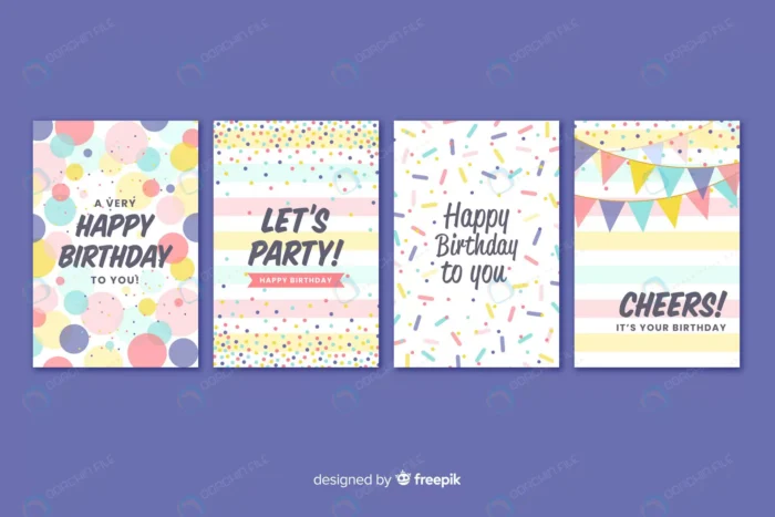 birthday card collection flat style rnd582 frp5133460 - title:مجموعه وکتور فلت کارت تبریک جشن تولد - اورچین فایل - format:EPS - وکتور - sku:frp5133460 - keywords: p_id:68278