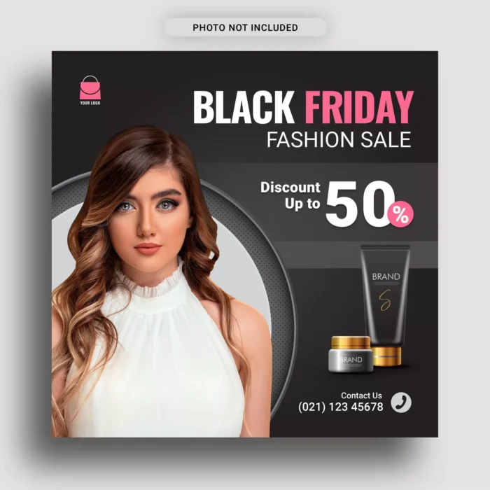 black friday fashion sale promotion social media instagram post banner template - title:دانلود پست اینستاگرامی جمعه سیاه با تم خاکستری در فرمت وکتور - اورچین فایل - format:EPS - وکتور - sku:4307 - keywords: p_id:29934