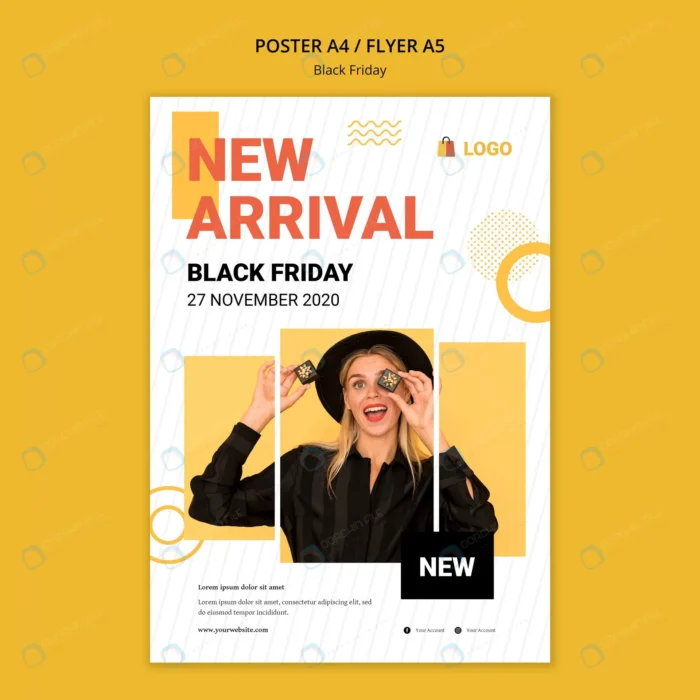 black friday new arrival poster template crc92e75577 size17.66mb - title:قالب فلایر برای معرفی محصولات جدید - اورچین فایل - format:PSD - فتوشاپ - sku:crc92e75577 - keywords: p_id:82497
