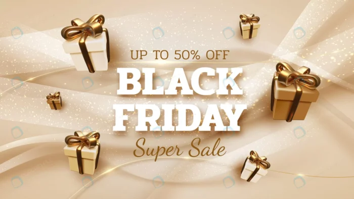 black friday sale banner background with realisti crc68aa0a25 size18.08mb - title:فروش با تخفیف 50 درصد ویژه جمعه سیاه - اورچین فایل - format:EPS - وکتور - sku:crc68aa0a25 - keywords: p_id:64929